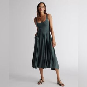 NWT Quince Tencel Jersey Fit & Flare Dress Dark Olive Small